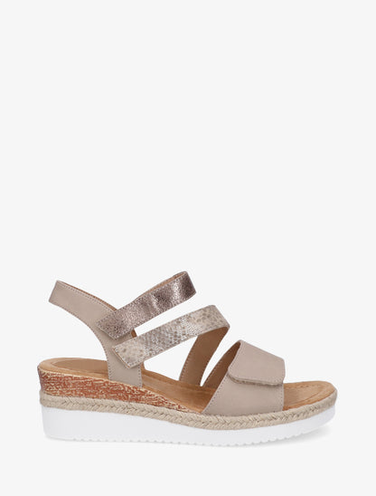 Sandales compensées à scratch - Taupe - 1