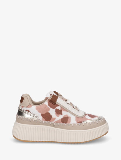 Sneakers imprimés à semelle plateforme - Rose/marron - 1
