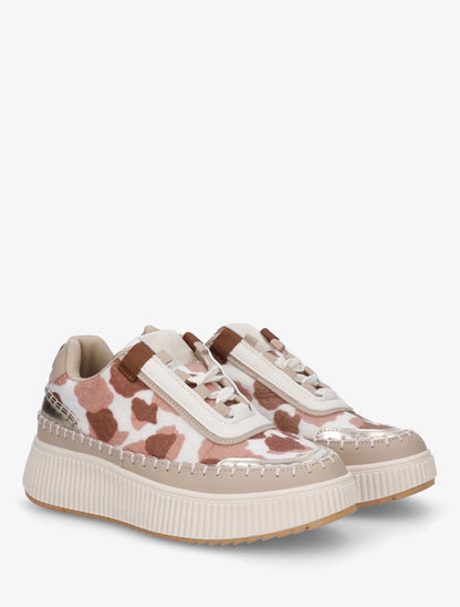 Sneakers imprimés à semelle plateforme - Rose/marron - 4