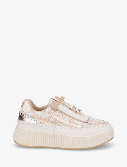 Sneakers imprimés à semelle plateforme - Beige - 1