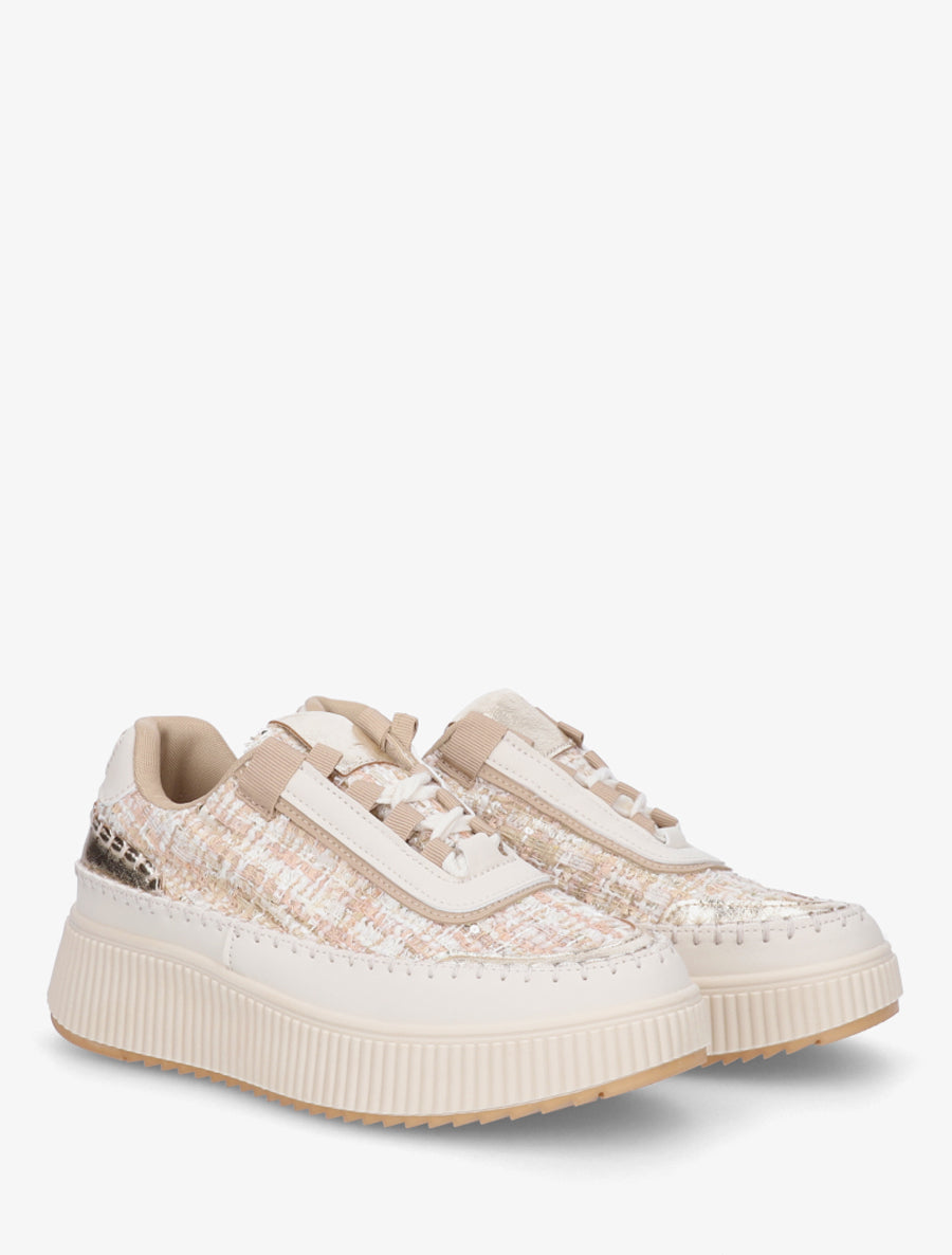 Sneakers imprimés à semelle plateforme - Beige - 4