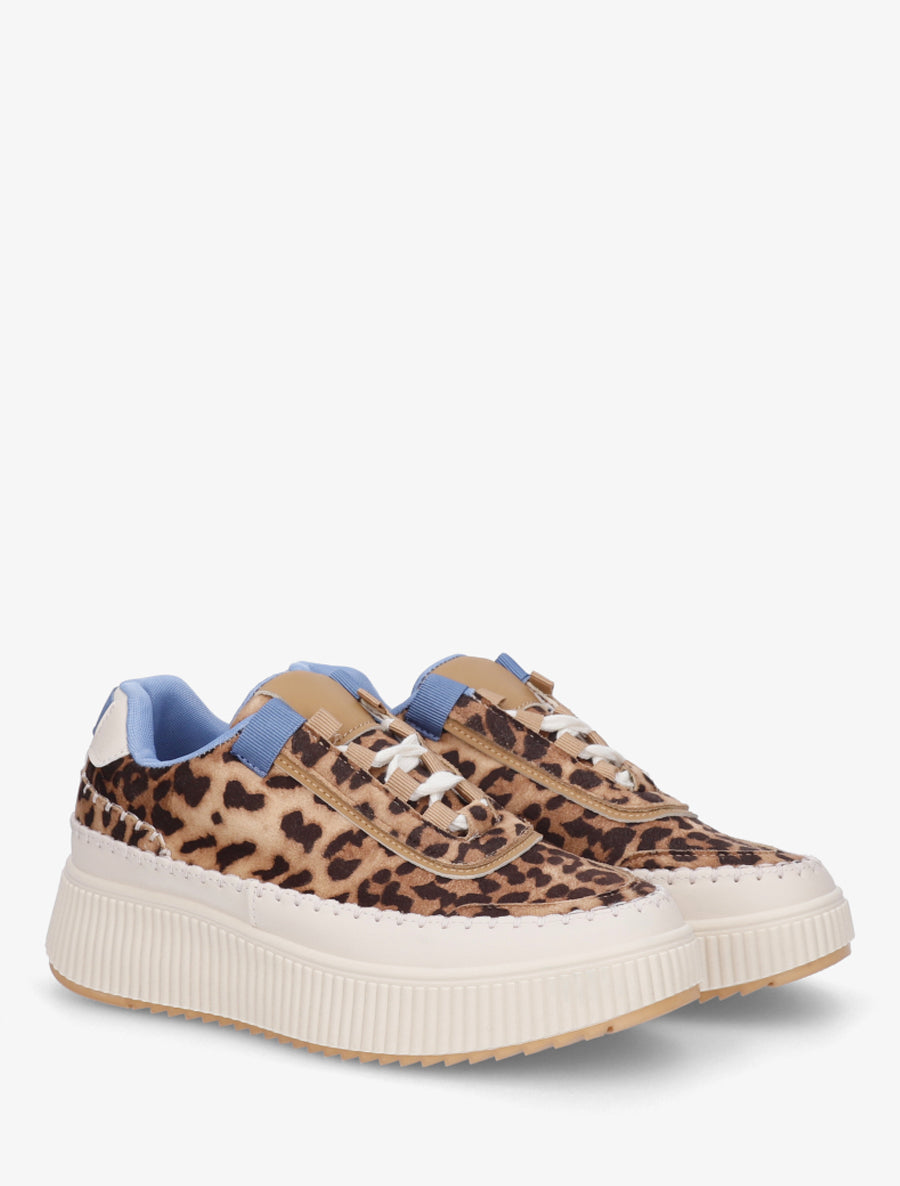 Sneakers imprimés à semelle plateforme - Camel - 4