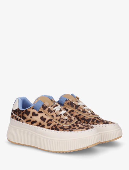 Sneakers imprimés à semelle plateforme - Camel - 4