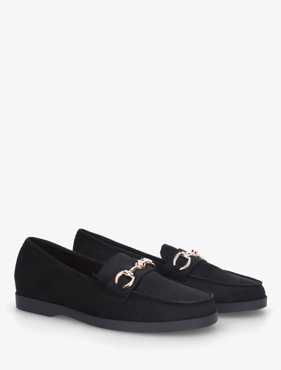 Mocassins en suédine à boucle métallique - Noir - 4