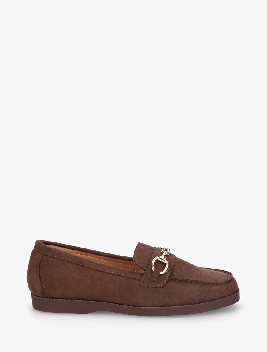 Mocassins en suédine à boucle métallique - Marron - 1