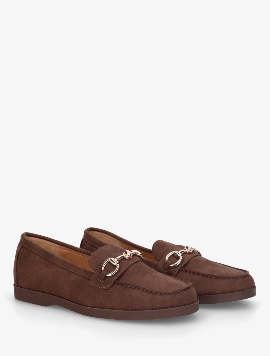 Mocassins en suédine à boucle métallique - Marron - 4