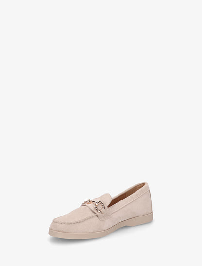 Mocassins en suédine à boucle métallique - Beige - 3