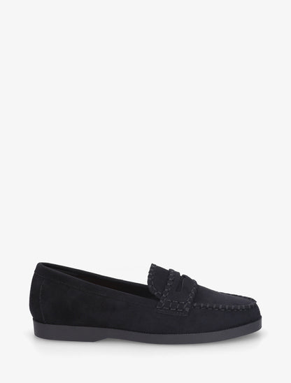Mocassins en suédine à surpiqûres - Noir - 1