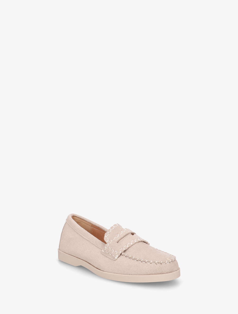 Mocassins en suédine à surpiqûres - Taupe clair - 2