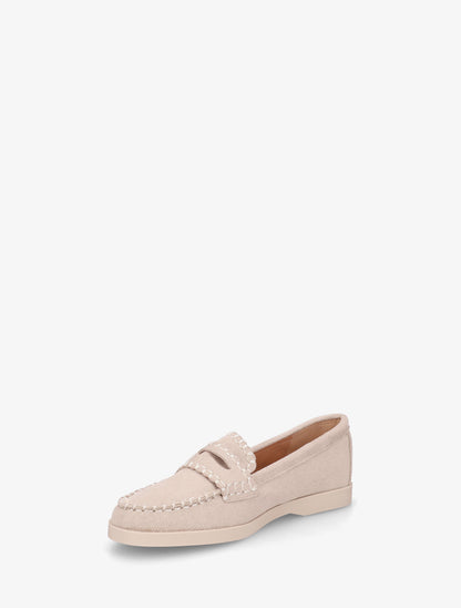 Mocassins en suédine à surpiqûres - Taupe clair - 3