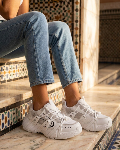 Baskets à double lacets - Blanc