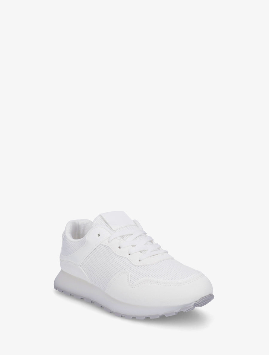 Sneakers bi-matière à semelle épaisse - Blanc - 2