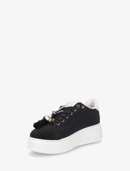 Sneakers en suédine à empiècement perles - Noir - 3