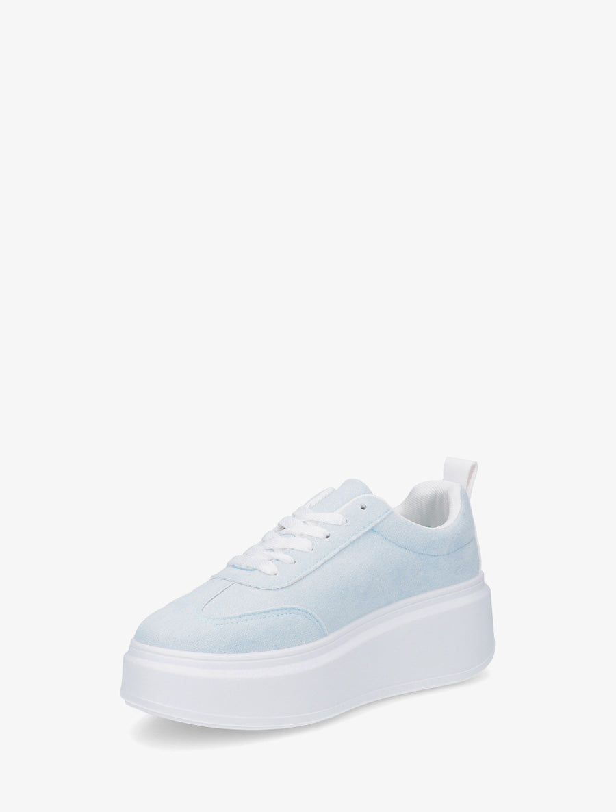 Baskets effet nubuck à bandes - Bleu ciel - 3