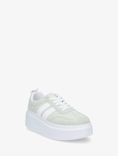 Baskets effet nubuck à bandes - Vert pâle - 2