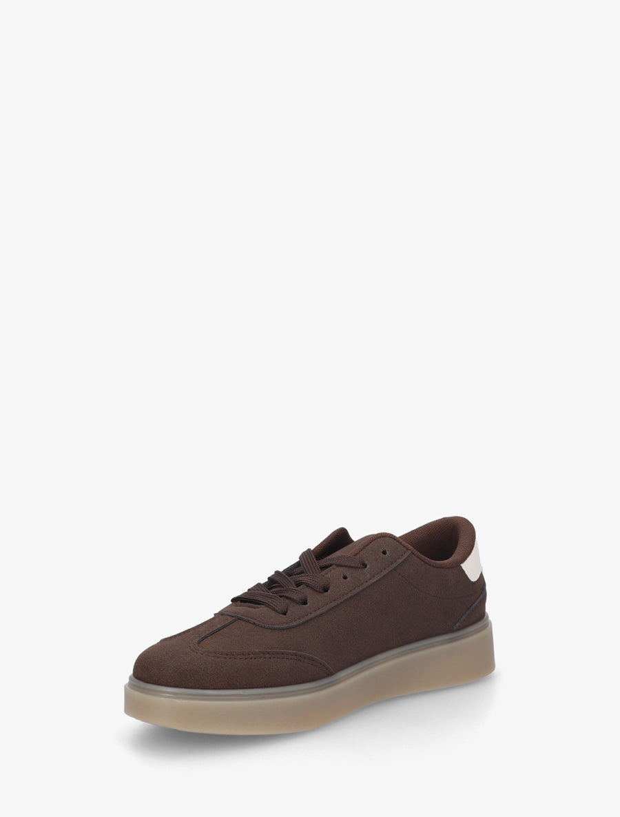 Sneakers en suédine à bandes contrastantes - Marron - 3