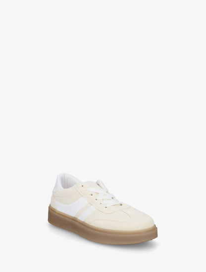 Sneakers en suédine à bandes contrastantes - Jaune pâle - 2