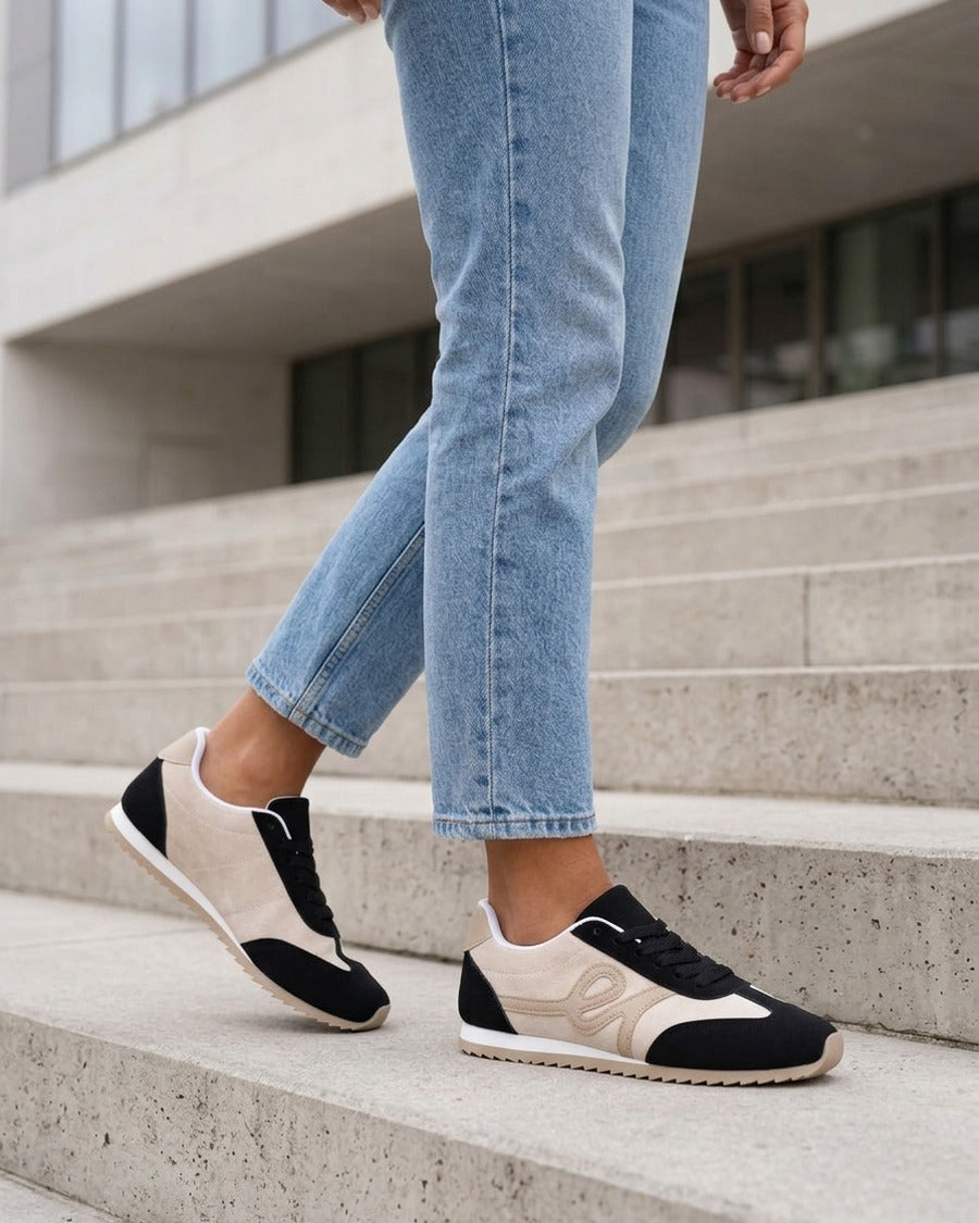 Sneakers en suédine à empiècement effet nubuck - Noir