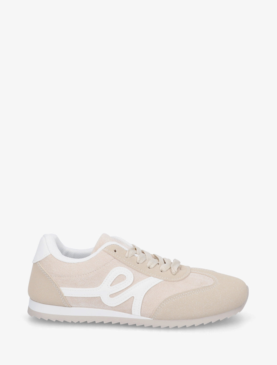 Sneakers en suédine à empiècement effet nubuck - Beige - 1