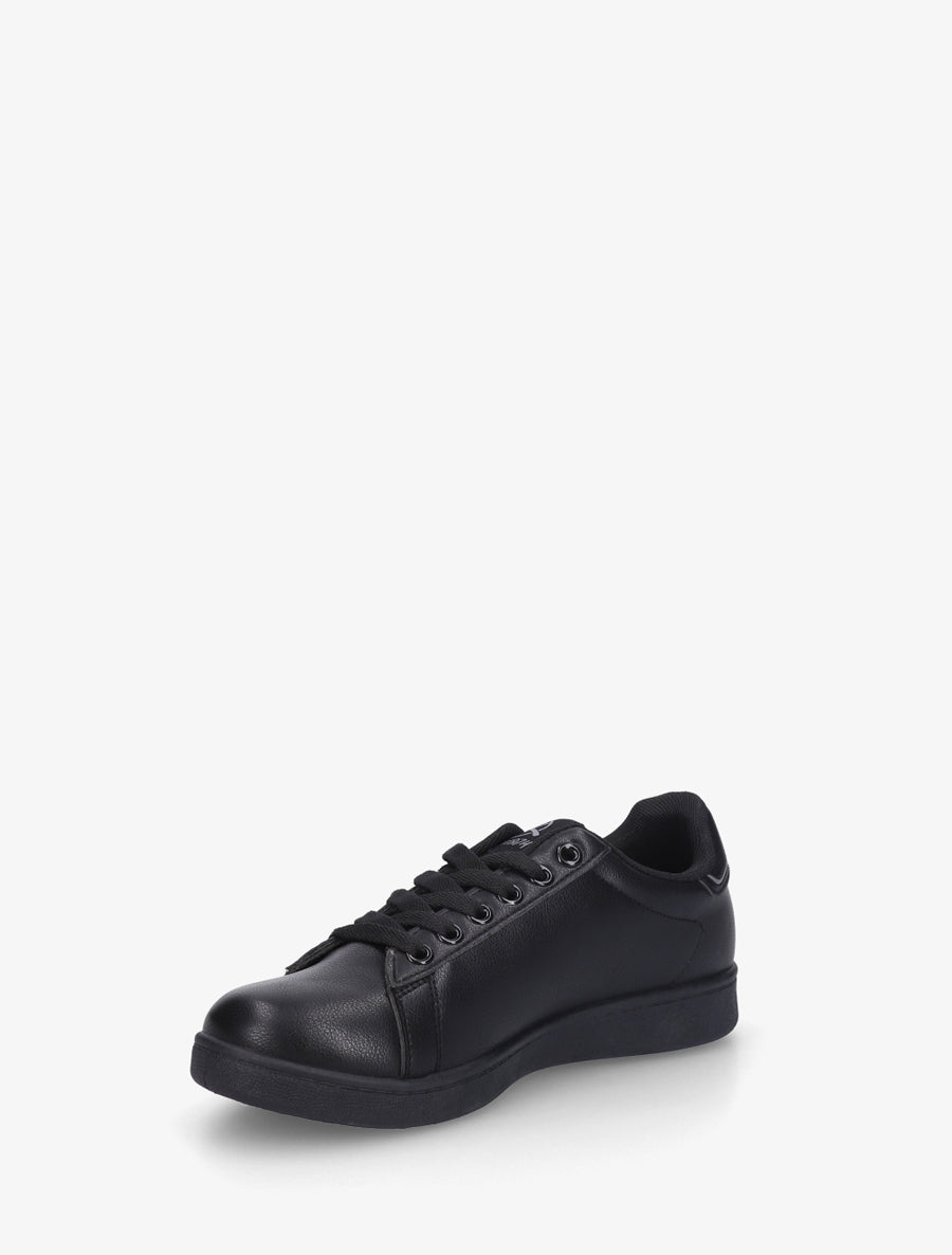 Baskets en simili à inscription brodée - Noir - 3
