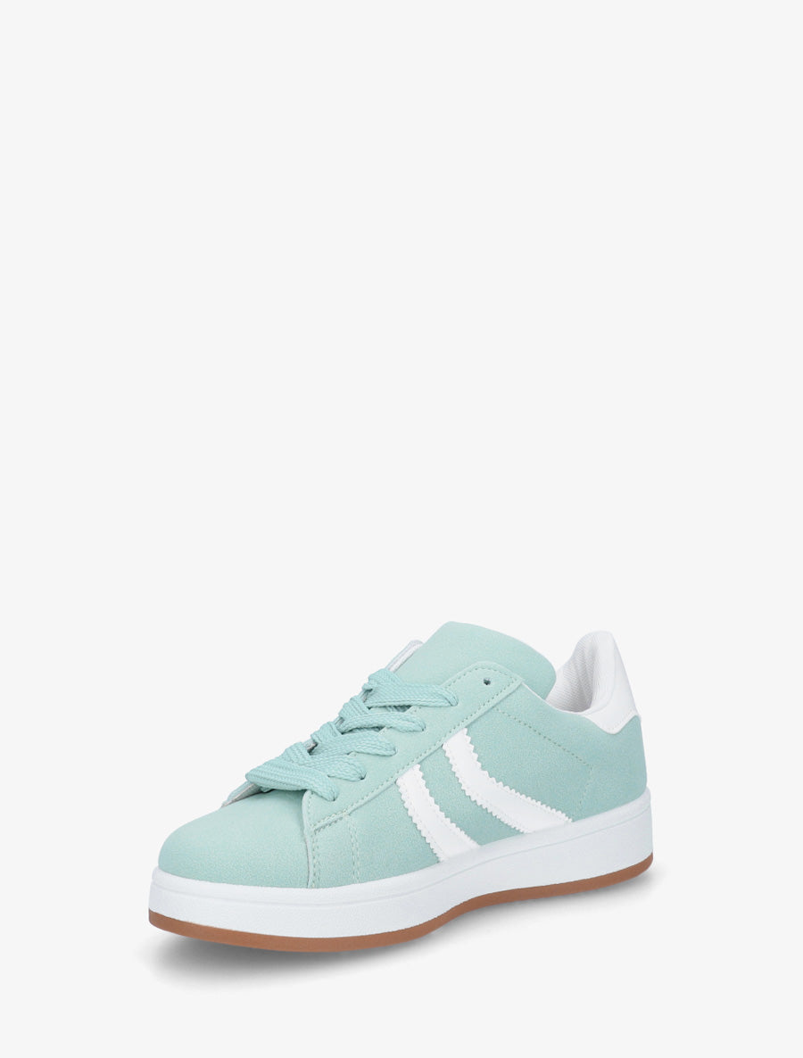 Baskets effet nubuck à bandes dentelées - Vert d&