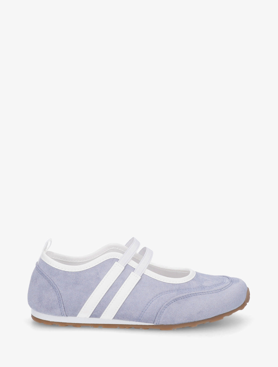 Ballerines en suédine à bandes - Bleu ciel - 1