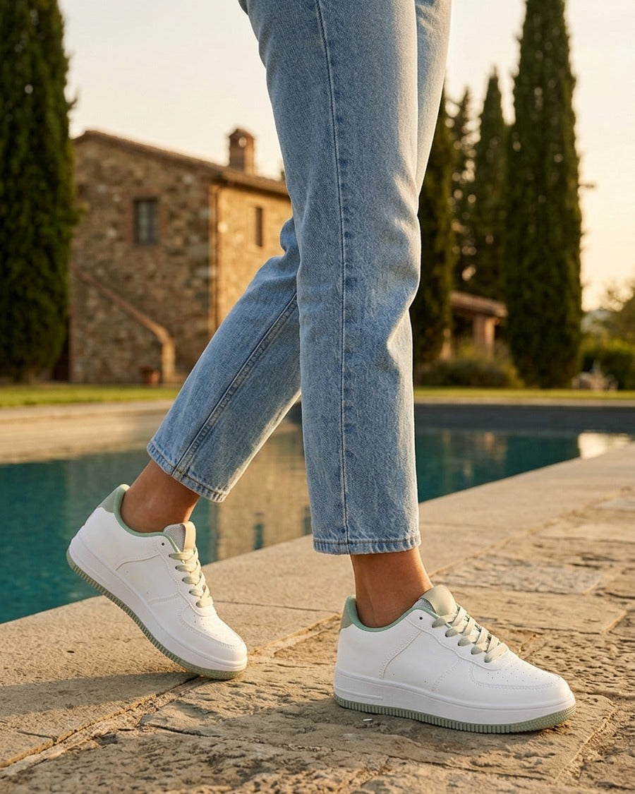 Baskets basiques en simili - Vert d&