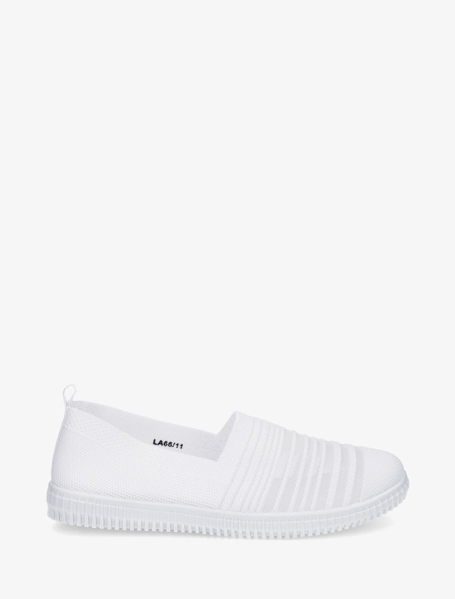 Slip-on en maille ajourée rayée - Blanc - 1
