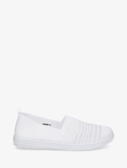 Slip-on en maille ajourée rayée - Blanc - 1
