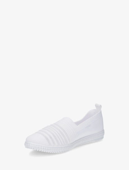Slip-on en maille ajourée rayée - Blanc - 3