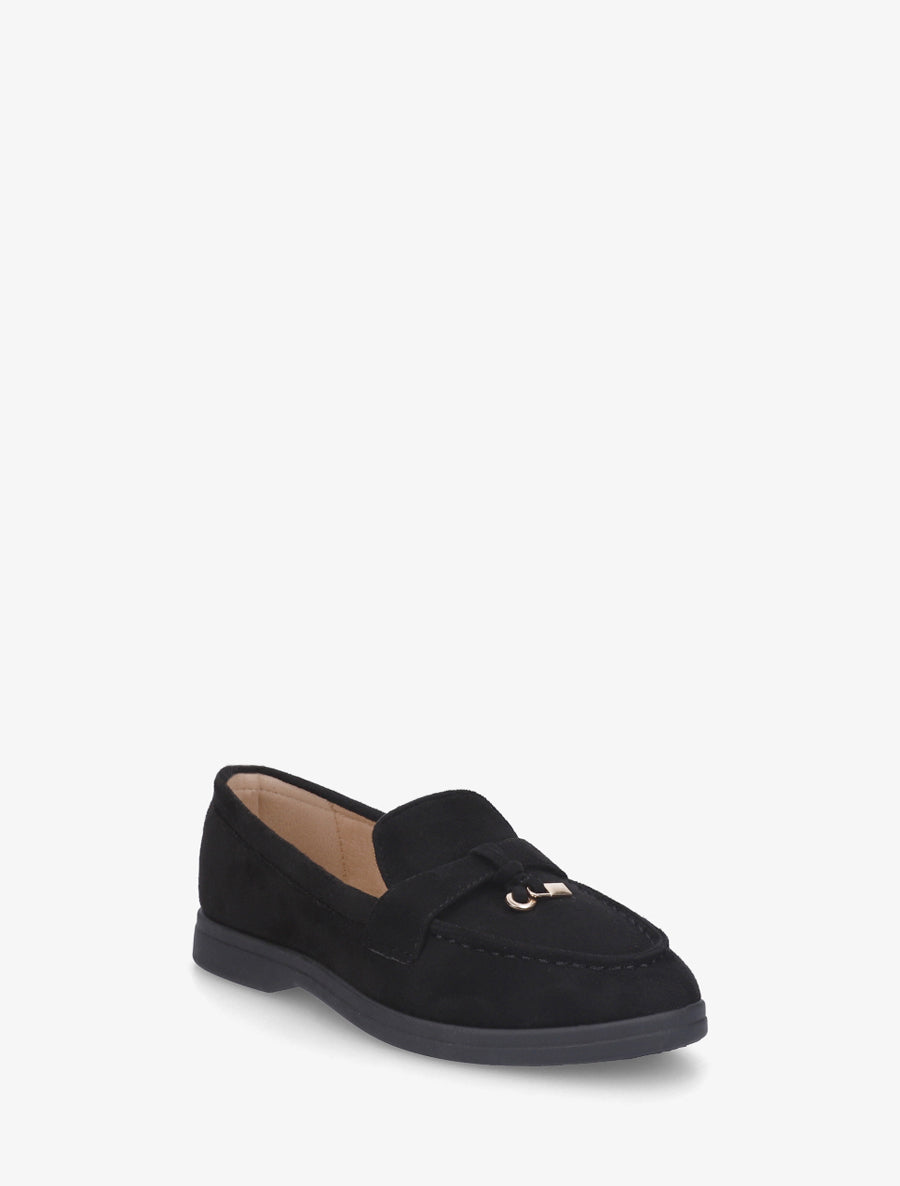 Mocassins en suédine à boucle décorative - Noir - 2
