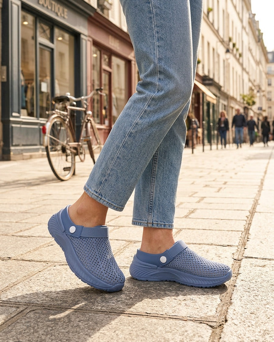 Sabots en toile à bride élastiquée - Bleu clair