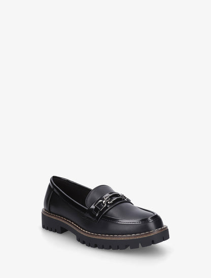 Mocassins en simili à boucle métallique - Noir - 2