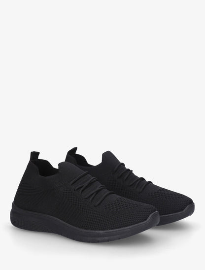 Baskets unies en maille - Noir - 4