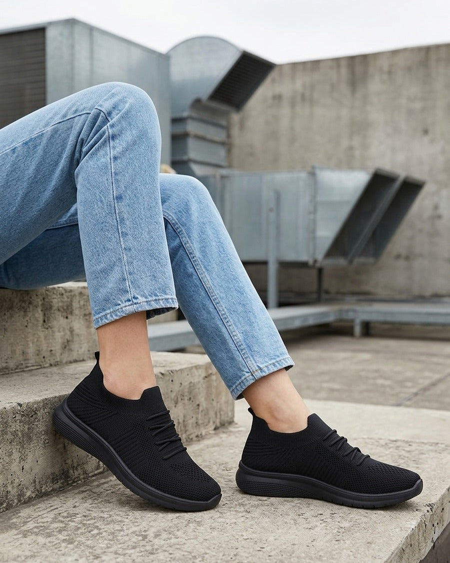 Baskets unies en maille - Noir