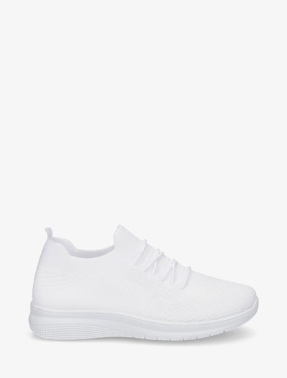 Baskets unies en maille - Blanc - 1