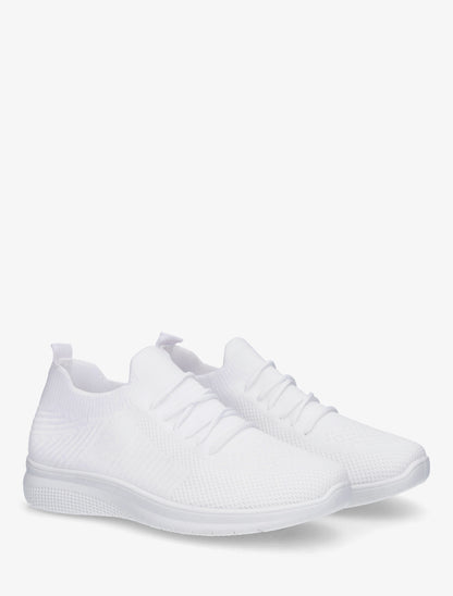 Baskets unies en maille - Blanc - 4