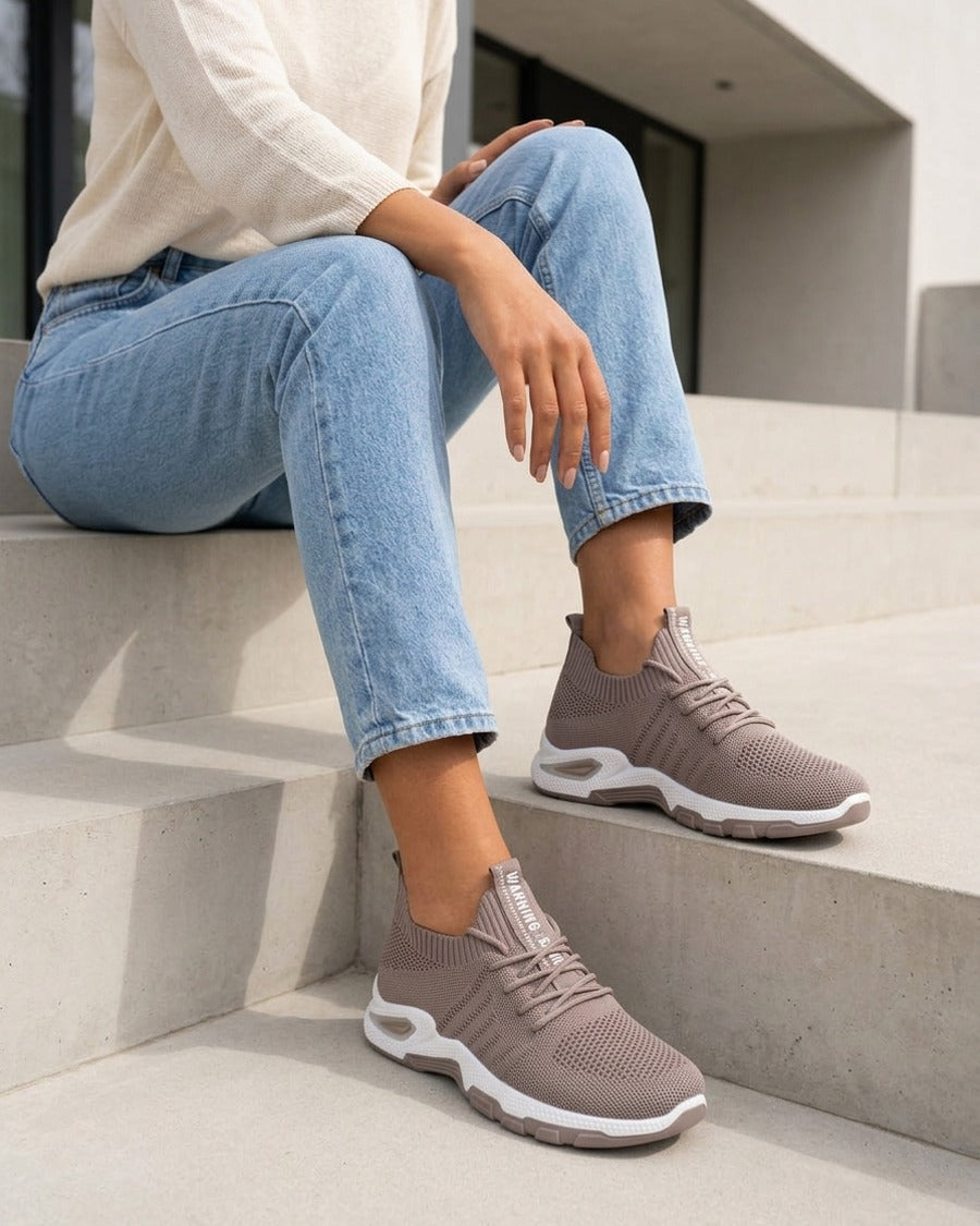 Baskets souples en maille - Taupe