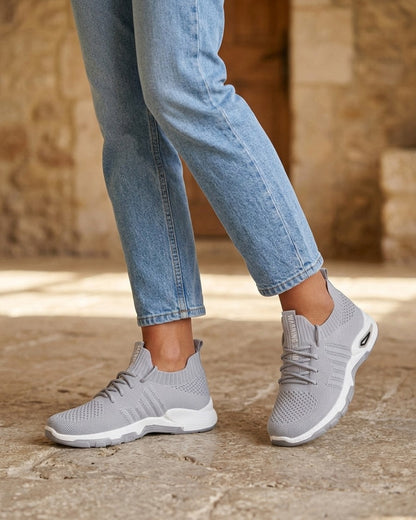 Baskets souples en maille - Gris clair