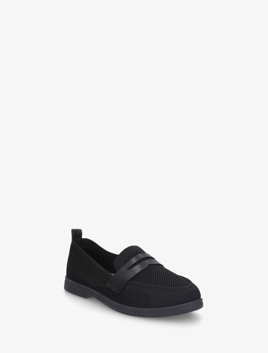 Mocassins en tissu à empiècement simili - Noir - 2