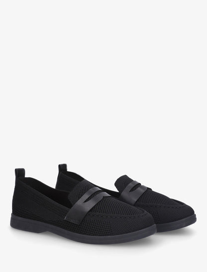 Mocassins en tissu à empiècement simili - Noir - 4