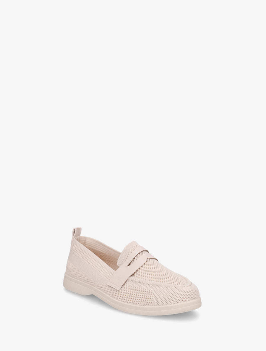 Mocassins en tissu à empiècement simili - Beige - 2