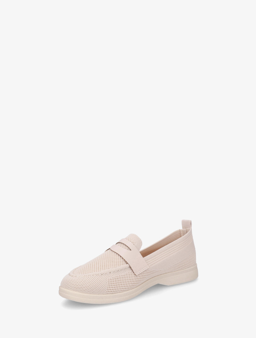 Mocassins en tissu à empiècement simili - Beige - 3