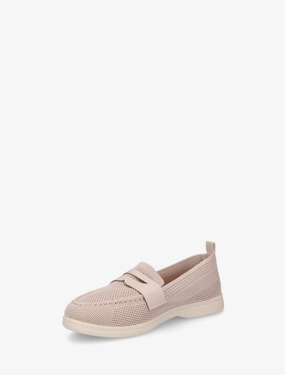 Mocassins en tissu à empiècement simili - Taupe - 3