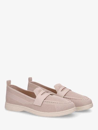 Mocassins en tissu à empiècement simili - Taupe - 4