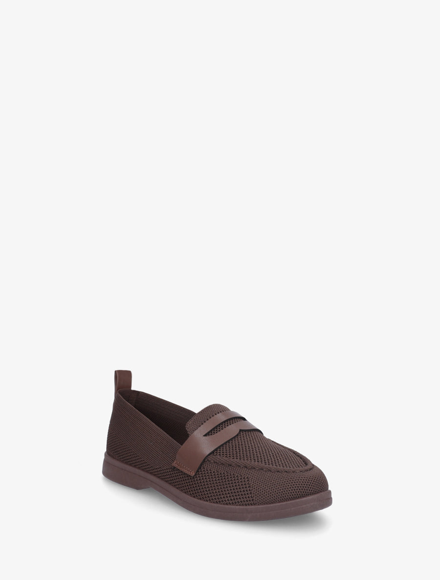 Mocassins en tissu à empiècement simili - Marron - 2