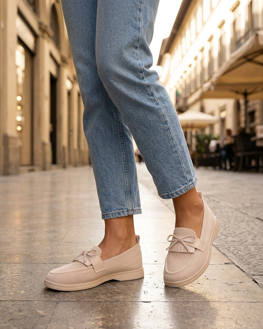 Mocassins en maille à nœud - Beige