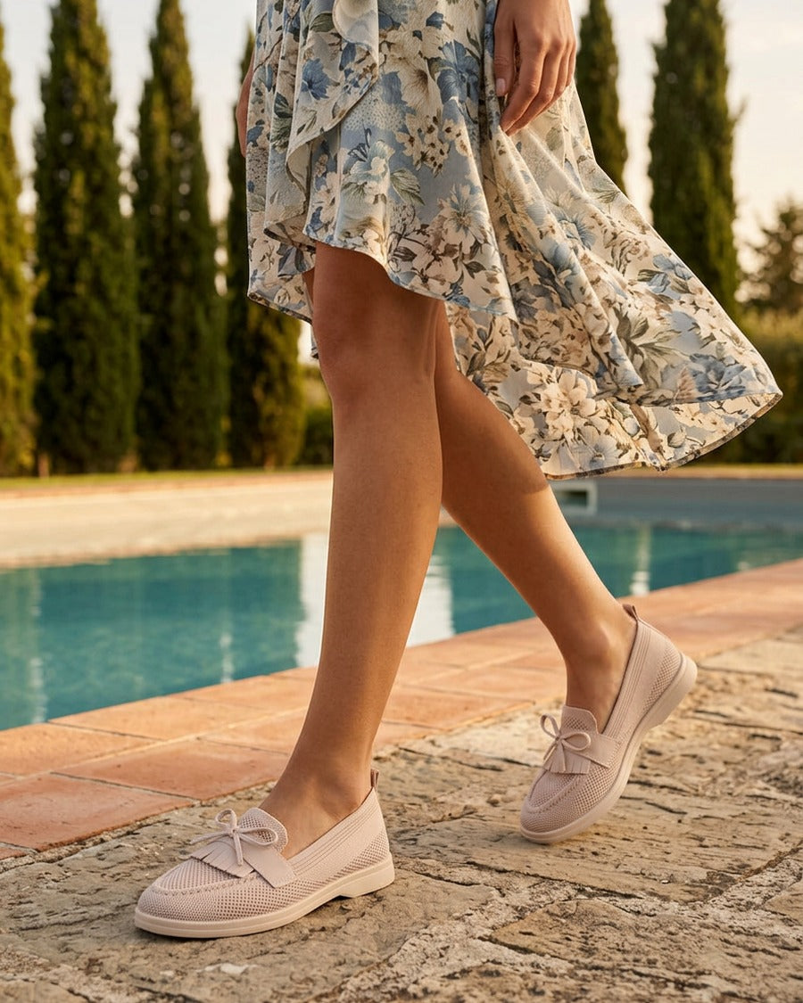 Mocassins en maille à nœud - Taupe