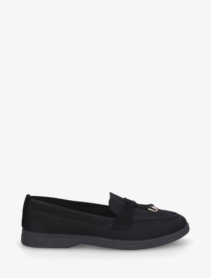 Mocassins en tissu à bijoux métalliques - Noir - 1