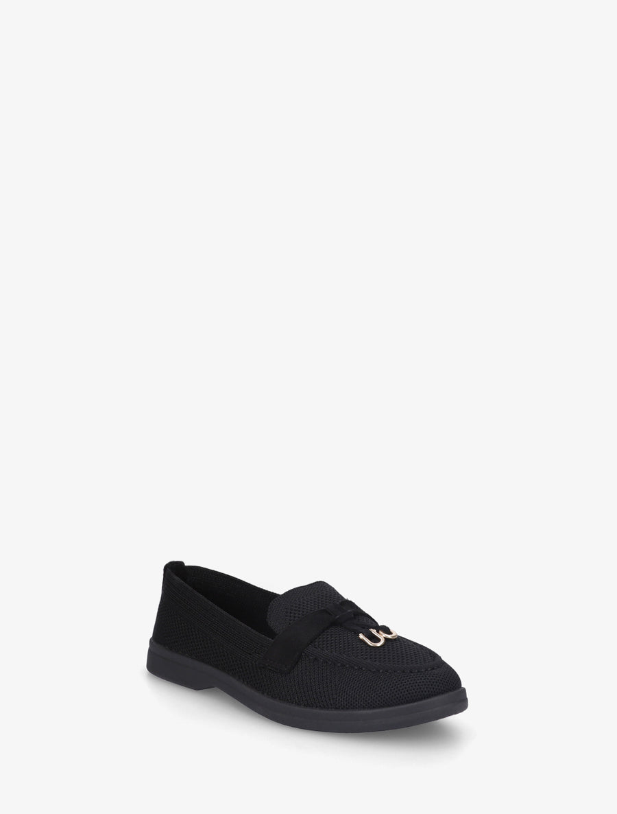 Mocassins en tissu à bijoux métalliques - Noir - 2